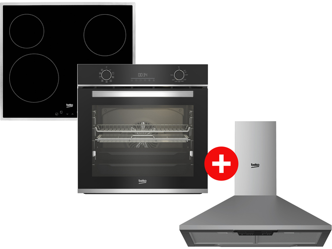 Beko Ugradna rerna BBIMA13300XS + Beko Ugradna ploča HIC 64401 + Beko Samostalni aspirator HCP 61310 I